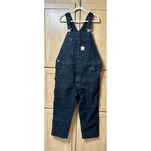 Carhartt BLK Black Double Knee Overalls Men's Size 44x30 Fits 42x28